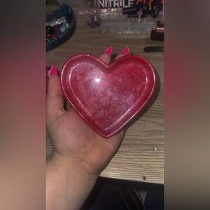 2 pc Red Heart-Shaped Trinket Dish set